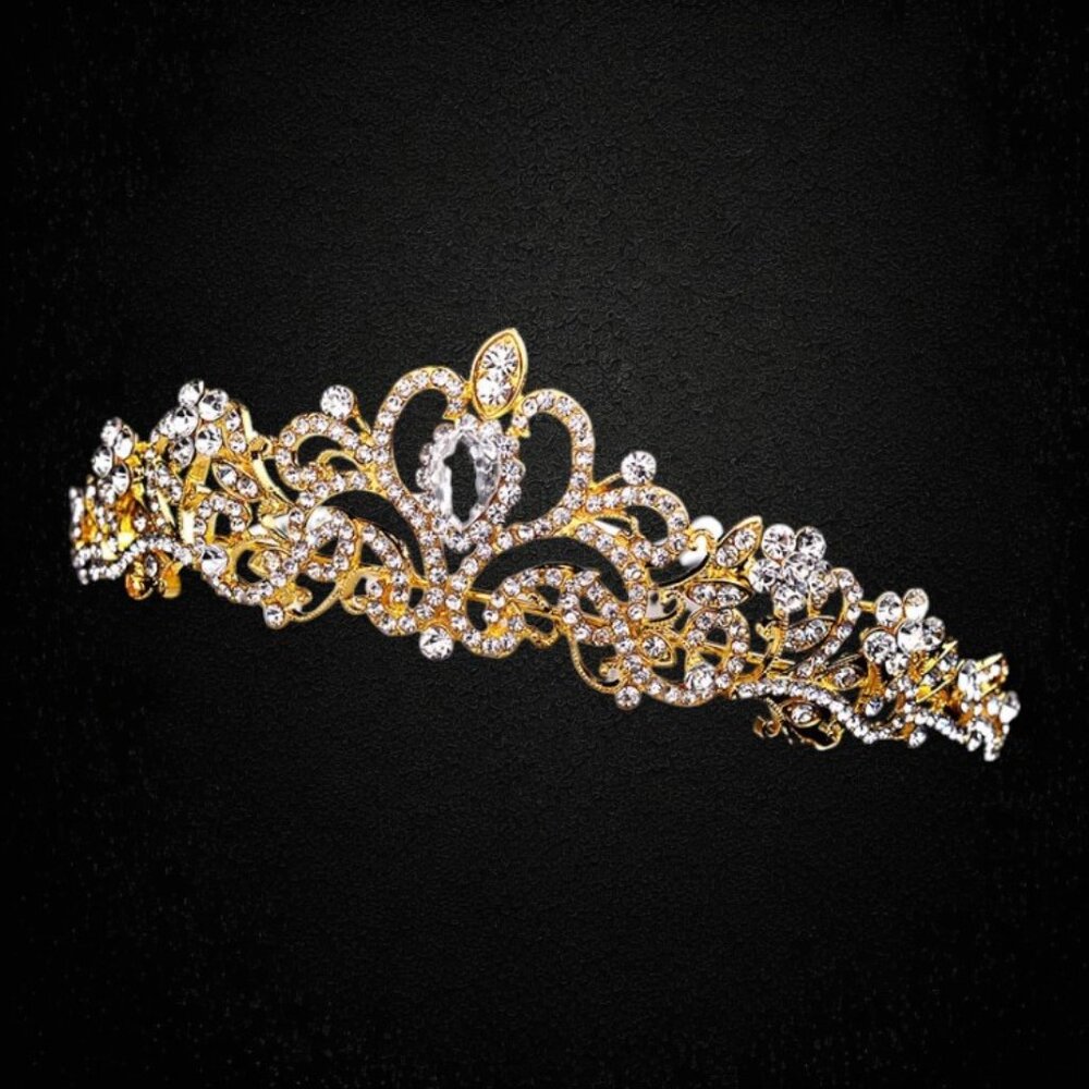 Tiara T43 Gold Plated Austrian Crystal, Prom, Weddings & Special Events